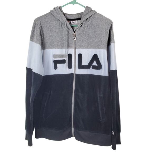 Fila Women Velour Hooded Track Jacket Outdoor Sweater Size XL - Picture 2 of 9